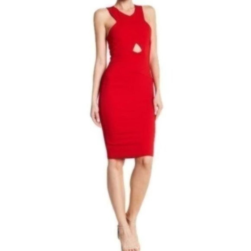 Issue New York Halter Front Cutout Dress Red XS